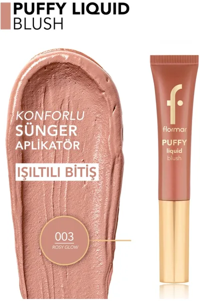  تصویر 2 : رژگونه مایع پافی با رنگ Rosy Glow بژ روشن با جلوه طبیعی Puffy Liquid Blush Liquid Blush 3 Rosy Glow فلورمار Flormar 