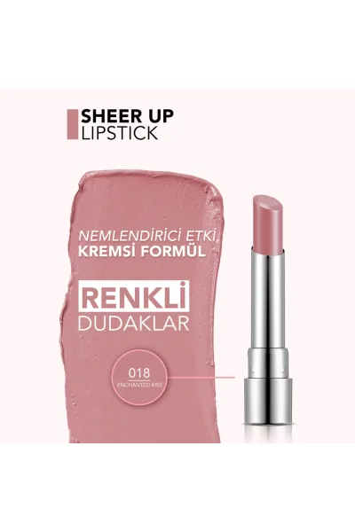  تصویر 2 : رژ لب نیمه‌شفاف مرطوب‌کننده Enchanted Kiss رنگ صورتی طبیعی Sheer Up Moisturizing Semi Transparent Lipstick 18 Enchanted Kiss فلورمار Flormar 