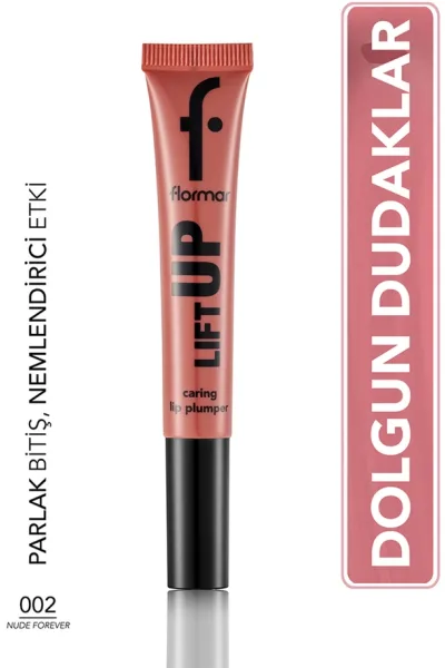  تصویر 1 : برق لب حجم‌دهنده با اثر هیالورونیک اسید Nude Forever نود قهوه‌ای روشن Lift Up Hyaluronic Acid Plumping Lip Gloss 2 Nude Forever فلورمار Flormar 