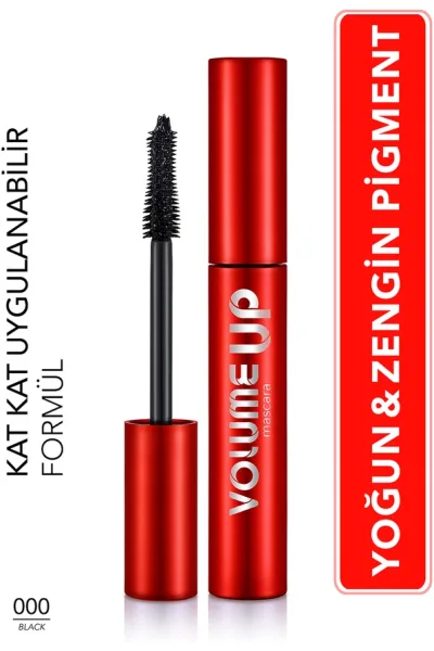  تصویر 1 : ریمل حجم‌دهنده و لیفت‌کننده مژه با پیگمنت بالا Black مشکی Volume Up Volumizing Lifting Highly Pigmented Mascara Black فلورمار Flormar 