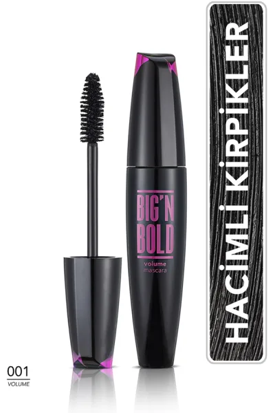  تصویر 1 : ریمل حجم‌دهنده مژه مشکی Big'N Bold؛ مژه‌هایی پرپشت و چشمگیر Big'N Bold Volumizing Mascara Volume 1 فلورمار Flormar 