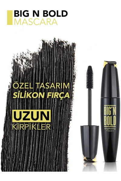  تصویر 4 : ریمل بلندکننده مژه مشکی برای مژه‌هایی بلند خوش‌حالت و تفکیک‌شده Big'N Bold Lengthening Mascara فلورمار Flormar 
