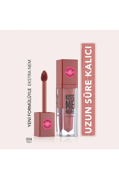  تصویر 1 : رژ لب مایع مات و بادوام Peach رنگ هلویی با ماندگاری طولانی Kiss Me More Extra Long Lasting Matte Liquid Lipstick 4 Peach فلورمار Flormar 