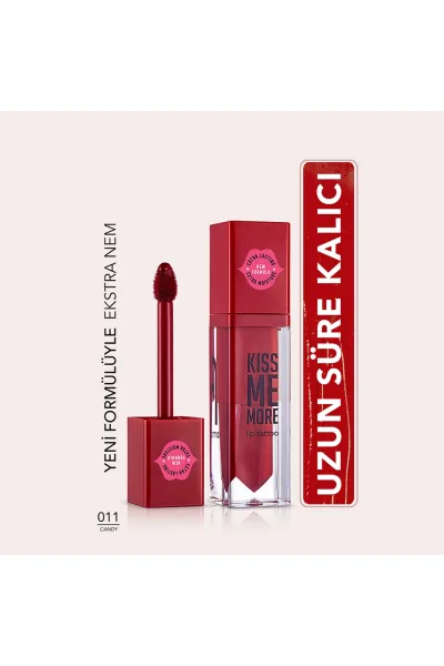  تصویر 1 : رژ لب مایع مات بادوام Candy رنگ قرمز با پوشش یکدست و جذاب Kiss Me More Extra Long Lasting Matte Liquid Lipstick 11 Candy فلورمار Flormar 