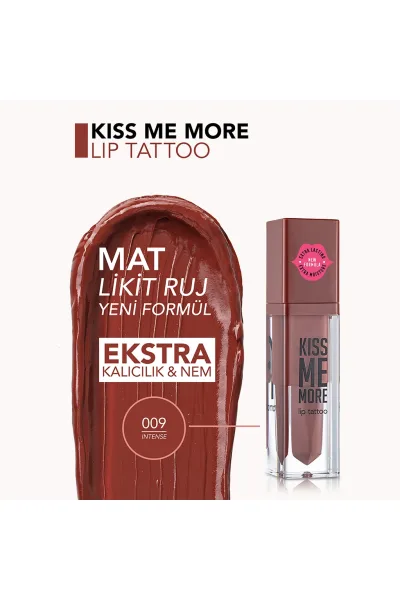  تصویر 2 : رژ لب مایع مات بادوام Intense رنگ قهوه‌ای برای آرایش شیک Kiss Me More Extra Long Lasting Matte Liquid Lipstick 9 Intense فلورمار Flormar 