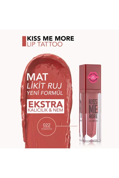  تصویر 2 : رژ لب مایع مات بادوام Rosewood رنگ گلبهی گلی با پوشش یکدست Kiss Me More Extra Long Lasting Matte Liquid Lipstick 22 Rosewood فلورمار Flormar 