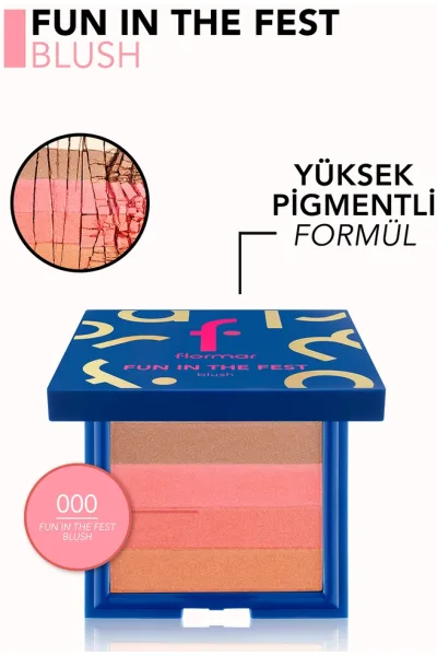  تصویر 3 : رژگونه پودری براق با پیگمنت بالا Fun In The Fest رنگ صورتی Fun in the Fest Highly Pigmented Shimmer Powder Blush فلورمار Flormar 