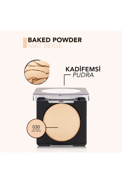  تصویر 4 : پودر فشرده بیکد شماره 030 Mat Beige بژ مات با پوشش طبیعی Baked Powder Powder 30 Mat Beige فلورمار Flormar 
