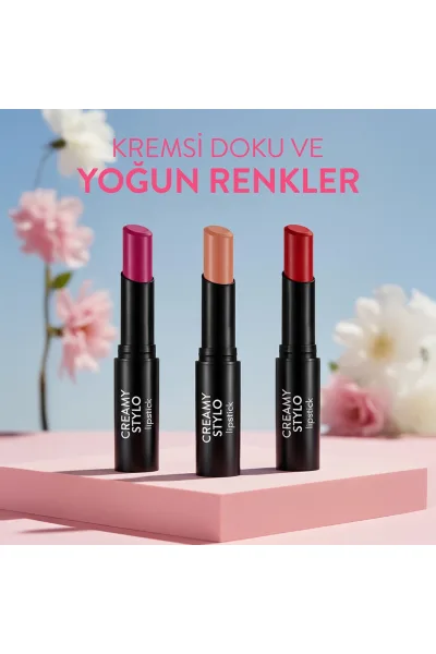  تصویر 3 : رژ لب استیکی مرطوب‌کننده Fall Rose رنگ گلی طبیعی با جلوه زیبا Creamy Stylo Moisturizing Lipstick 13 Fall Rose فلورمار Flormar 
