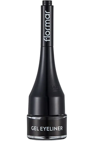  تصویر 3 : خط چشم ژلی مشکی مات با پیگمنت بالا و براش داخلی کاربردی Highly Pigmented Matte Finish Built in Brush Gel Eyeliner 1 فلورمار Flormar 