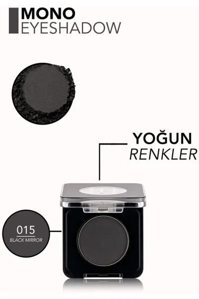  تصویر 1 : سایه چشم تک‌رنگ پیگمنت بالا Black Mirror مشکی صدفی درخشان Mono Highly Pigmented Single Pearly Eyeshadow 15 Black Mirror فلورمار Flormar 