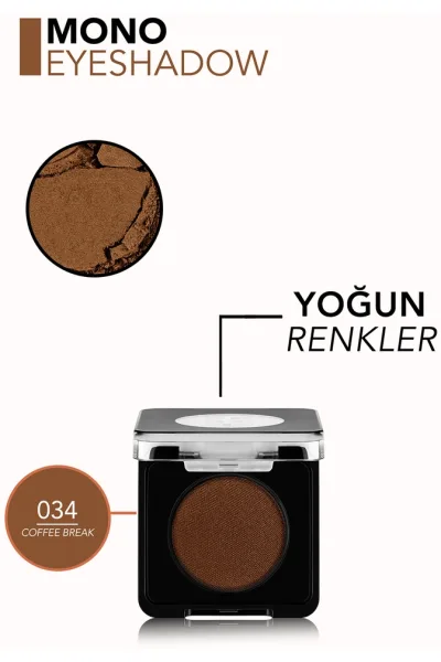  تصویر 2 : سایه چشم تک‌رنگ صدفی Coffee Break قهوه‌ای با پیگمنت بالا Mono Highly Pigmented Single Pearly Eyeshadow 34 Coffee Break فلورمار Flormar 