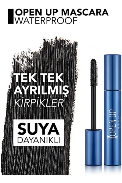 تصویر 4 : ریمل ضدآب مشکی با جداکنندگی تک‌تک مژه‌ها ماندگار و دقیق Open Up Waterproof Lash Separating Waterproof Mascara فلورمار Flormar 