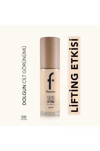  تصویر 1 : کرم پودر لیفتینگ Soft Ivory رنگ عاجی با پوشش طبیعی و ماندگار Lifting Foundation 30 Soft Ivory فلورمار Flormar 
