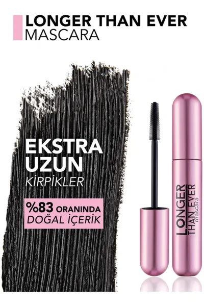  تصویر 5 : ریمل بلندکننده و تقویت‌کننده مژه Black؛ رنگ مشکی با اثر کشیده‌تر Longer Than Ever Lash Lengthening Nourishing Mascara 1 Black فلورمار Flormar 