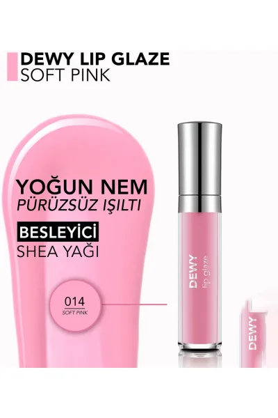  تصویر 2 : براق‌کننده لب Dewy Lip Glaze رنگ Soft Pink صورتی ملایم و براق Dewy Lip Glaze Lip Gloss 14 Soft Pink فلورمار Flormar 