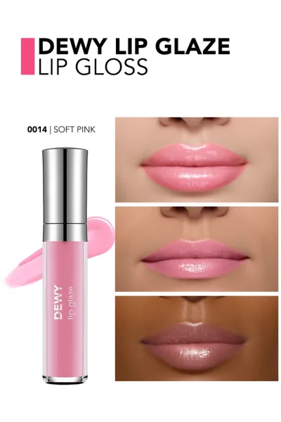  تصویر 3 : براق‌کننده لب Dewy Lip Glaze رنگ Soft Pink صورتی ملایم و براق Dewy Lip Glaze Lip Gloss 14 Soft Pink فلورمار Flormar 