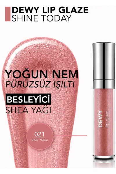  تصویر 1 : لیپ گلیز براق‌کننده لب رنگ صورتی Shine Today مناسب آرایش روزانه Dewy Lip Glaze Lip Gloss 21 Shine Today فلورمار Flormar 