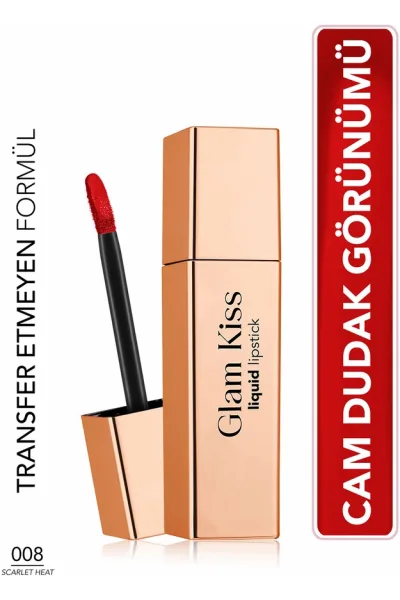  تصویر 1 : رژ لب براق مرطوب‌کننده Scarlet Heat قرمز روشن با پیگمنت بالا Glam Kiss Highly Pigmented Moisturizing Glass Lip Look Shiny Finish Lipstick 8 Scarlet Heat فلورمار Flormar 
