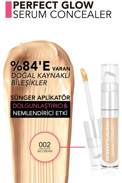  تصویر 3 : کانسیلر سرمی پوشش طبیعی با جلوه مرطوب و درخشان W2 Cream رنگ بژ Perfect Glow Dewy Bright Finish Serum Concealer 2 W2 Cream فلورمار Flormar 