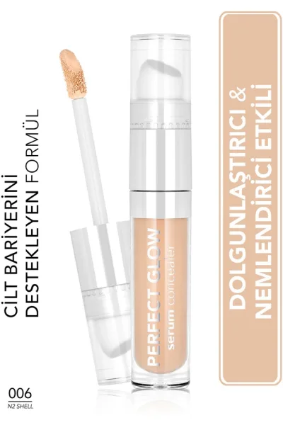  تصویر 1 : کانسیلر سرمی با فینیش مرطوب و درخشان N2 Shell رنگ بژ روشن Perfect Glow Dewy Bright Finish Serum Concealer 6 N2 Shell فلورمار Flormar 