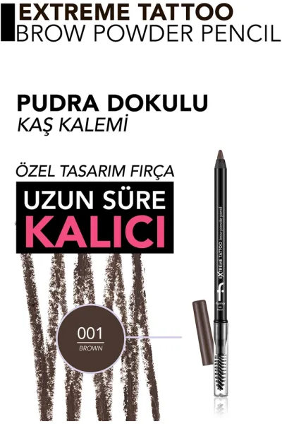  تصویر 2 : مداد ابرو براش‌دار ماندگار Brown قهوه‌ای برای طراحی دقیق ابرو Extreme Tattoo Long Lasting Brush Brow Pencil 1 Brown فلورمار Flormar 