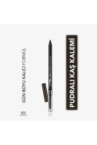  تصویر 1 : مداد ابروی ماندگار Dark Brown قهوه‌ای تیره با برس کاربردی Extreme Tattoo Long Lasting Brush Brow Pencil 3 Dark Brown فلورمار Flormar 