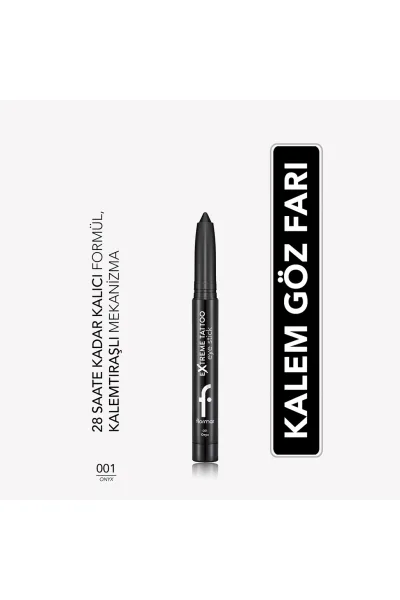  تصویر 1 : مداد چشم ژلی مات آسانسوری Onyx Black مشکی پررنگ و ماندگار Extreme Tattoo Matte Lifting Gel Eye Pencil 1 Onyx Black فلورمار Flormar 