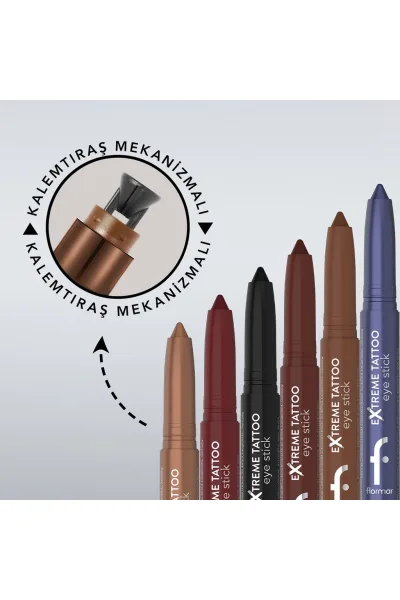  تصویر 5 : مداد چشم ژلی مات آسانسوری Onyx Black مشکی پررنگ و ماندگار Extreme Tattoo Matte Lifting Gel Eye Pencil 1 Onyx Black فلورمار Flormar 