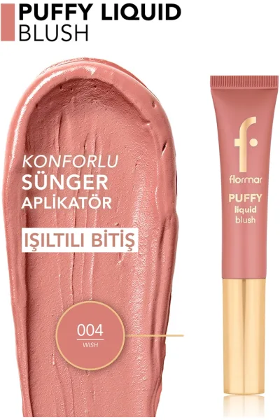  تصویر 1 : رژگونه مایع پفی Wish؛ رنگ صورتی طبیعی برای گونه‌های شاداب و یکدست Puffy Liquid Blush Liquid Blush 4 Wish فلورمار Flormar 
