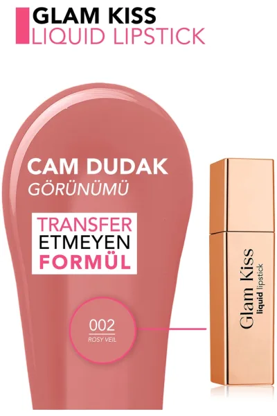  تصویر 2 : رژ لب براق و مرطوب‌کننده پرپیگمنت Rosy Veil صورتی با جلوه شیشه‌ای Glam Kiss Highly Pigmented Moisturizing Glass Lip Look Shiny Finish Lipstick 2 Rosy Veil فلورمار Flormar 