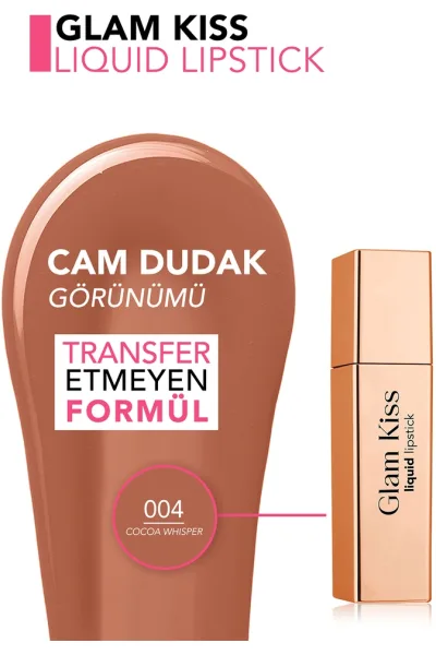  تصویر 2 : رژ لب براق کاکائویی Cocoa Whisper با پیگمنت بالا و رطوبت‌رسانی Glam Kiss Highly Pigmented Moisturizing Glass Lip Look Shiny Finish Lipstick 4 Cocoa Whisper فلورمار Flormar 