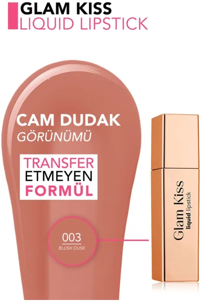  تصویر 2 : رژ لب مرطوب‌کننده با پیگمنت بالا و جلوه شیشه‌ای Blush Dusk صورتی Glam Kiss Highly Pigmented Moisturizing Glass Lip Look Shiny Finish Lipstick 3 Blush Dusk فلورمار Flormar 