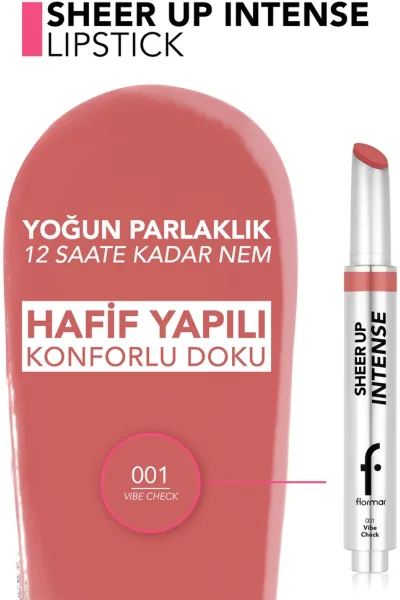  تصویر 7 : رژ لب ژلی با بافت کرمی لطیف و پایان براق رنگ Vibe Check صورتی Sheer Up Intense Cream Texture Shiny Finish Jelly Lipstick 1 Vibe Check فلورمار Flormar 