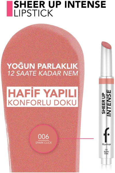  تصویر 8 : رژ لب ژله‌ای با بافت کرمی و جلوه براق Spark Click صورتی Sheer Up Intense Cream Texture Shiny Finish Jelly Lipstick 6 Spark Click فلورمار Flormar 