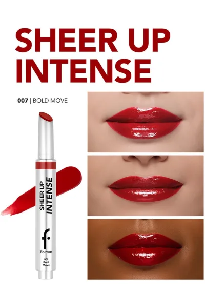  تصویر 3 : رژ لب ژله‌ای براق با بافت کرمی نرم و ماندگار Bold Move رنگ قرمز Sheer Up Intense Cream Texture Shiny Finish Jelly Lipstick 7 Bold Move فلورمار Flormar 