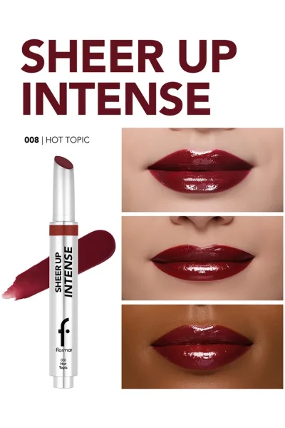  تصویر 3 : رژ لب ژله‌ای با بافت کرمی و جلوه براق Hot Topic رنگ شرابی Sheer Up Intense Cream Texture Shiny Finish Jelly Lipstick 8 Hot Topic فلورمار Flormar 