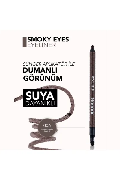  تصویر 4 : مداد چشم ضدآب با پایان مات Smoky Eyes رنگ Oustanding Bronz برنزی Smoky Eyes Matte Finish Waterproof Eye Pencil 6 Oustanding Bronz فلورمار Flormar 