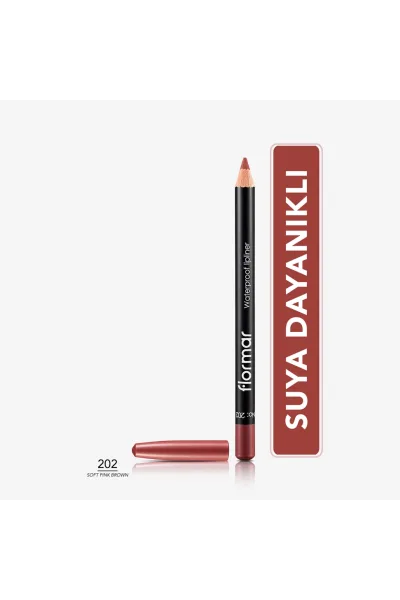  تصویر 1 : مداد لب مات و ضدآب Soft Pink Brown صورتی قهوه‌ای با پیگمنت بالا Waterproof Highly Pigmented Matte Lip Pencil 202 Soft Pink Brown فلورمار Flormar 