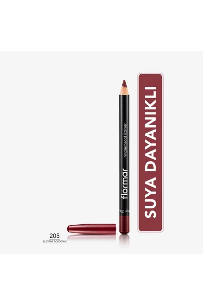  تصویر 1 : مداد لب مات ضدآب و پررنگ برای لب‌ها Elegant Bordeaux رنگ شرابی Waterproof Highly Pigmented Matte Lip Pencil 205 Elegant Bordeaux فلورمار Flormar 