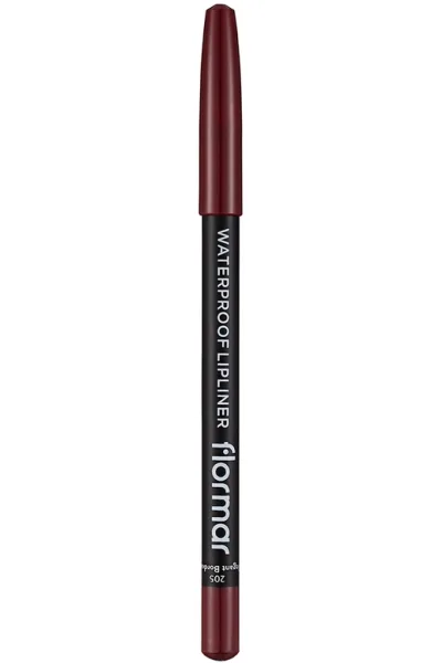  تصویر 2 : مداد لب مات ضدآب و پررنگ برای لب‌ها Elegant Bordeaux رنگ شرابی Waterproof Highly Pigmented Matte Lip Pencil 205 Elegant Bordeaux فلورمار Flormar 