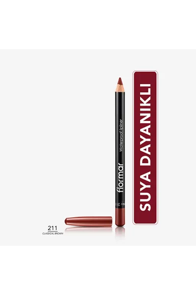  تصویر 1 : مداد لب مات ضدآب و پررنگ Classical Brown قهوه‌ای برای آرایش لب Waterproof Highly Pigmented Matte Lip Pencil 211 Classical Brown فلورمار Flormar 