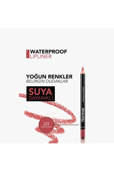  تصویر 5 : مداد لب مات و ضدآب ۲۲۹ Tender Cream صورتی با پیگمنت بالا Waterproof Highly Pigmented Matte Lip Pencil 229 Tender Cream فلورمار Flormar 