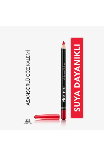  تصویر 1 : مداد لب مات و ضدآب Dramatic Red قرمز با پیگمنت بالا و ماندگاری عالی Waterproof Highly Pigmented Matte Lip Pencil 233 Dramatic Red فلورمار Flormar 