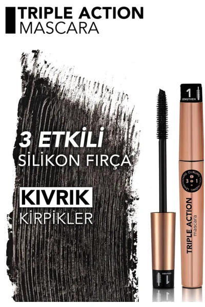  تصویر 3 : ریمل سه‌کاره Triple Action مشکی؛ حجم‌دهنده  بلندکننده و حالت‌دهنده Triple Action 3 Step Mascara فلورمار Flormar 