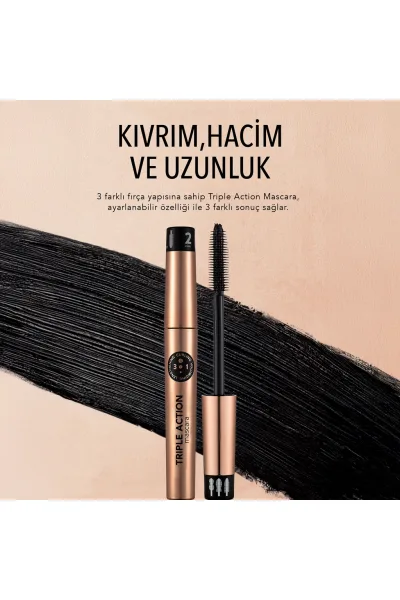  تصویر 5 : ریمل سه‌کاره Triple Action مشکی؛ حجم‌دهنده  بلندکننده و حالت‌دهنده Triple Action 3 Step Mascara فلورمار Flormar 
