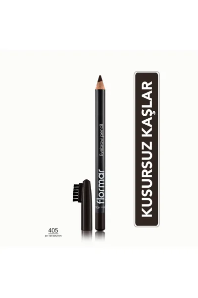  تصویر 1 : مداد ابرو نوک نرم و برس پخش‌کننده 405 Bitter Brown قهوه‌ای Soft Tip Blending Brush Brow Pencil 405 Bitter Brown فلورمار Flormar 