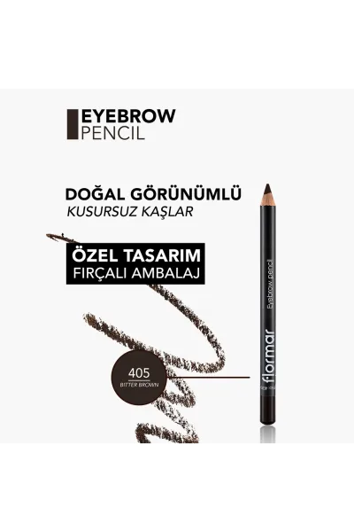  تصویر 4 : مداد ابرو نوک نرم و برس پخش‌کننده 405 Bitter Brown قهوه‌ای Soft Tip Blending Brush Brow Pencil 405 Bitter Brown فلورمار Flormar 