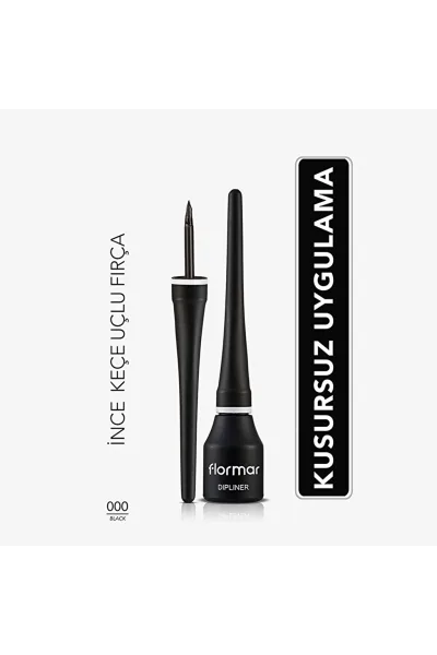  تصویر 1 : خط چشم مایع مشکی با جلوه‌ای یکدست و کاربرد آسان برای چشم Dipliner Black Classic Liquid فلورمار Flormar 
