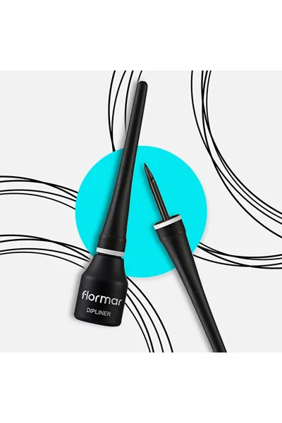  تصویر 4 : خط چشم مایع مشکی با جلوه‌ای یکدست و کاربرد آسان برای چشم Dipliner Black Classic Liquid فلورمار Flormar 